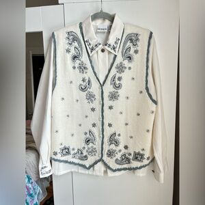 Western Knit Vest Set – Vintage Shirt & Vest with Embellishments